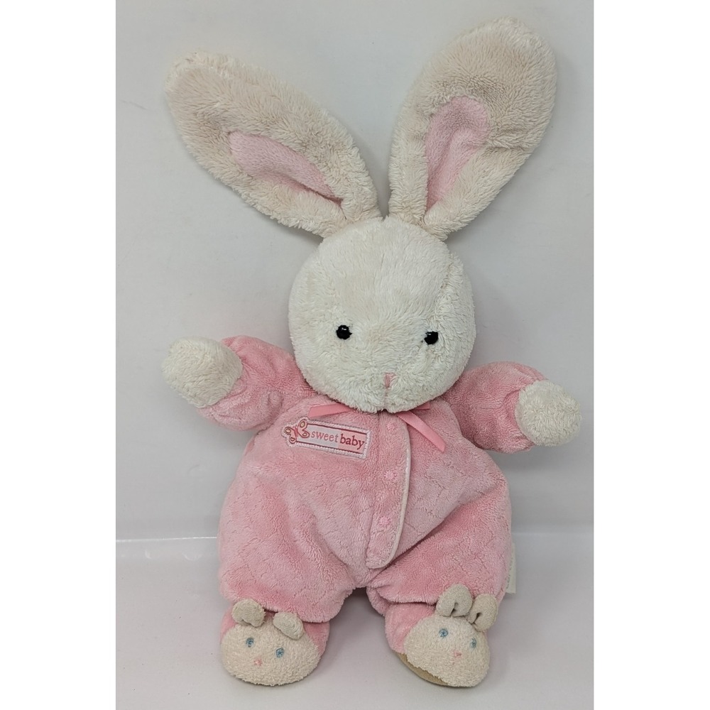 Vintage CARTERS Sweet Baby Pink/Beige Terry Cloth Plush Bunny 2006 PJ Slippers